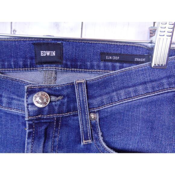 Edwin Blue Jeans Elin High Rise Cropped‎ Straight Fit Jeans Womens Size 25 - Picture 3 of 5